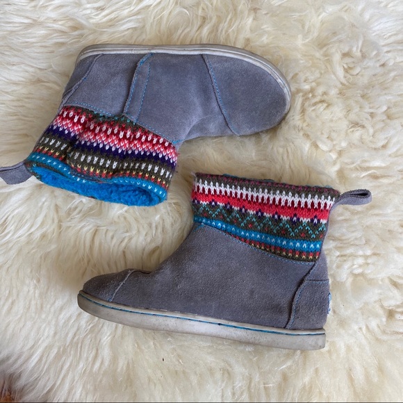 Toms Leather Boots with Knit Trim Size 11 - Picture 1 of 10